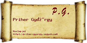 Priher György névjegykártya